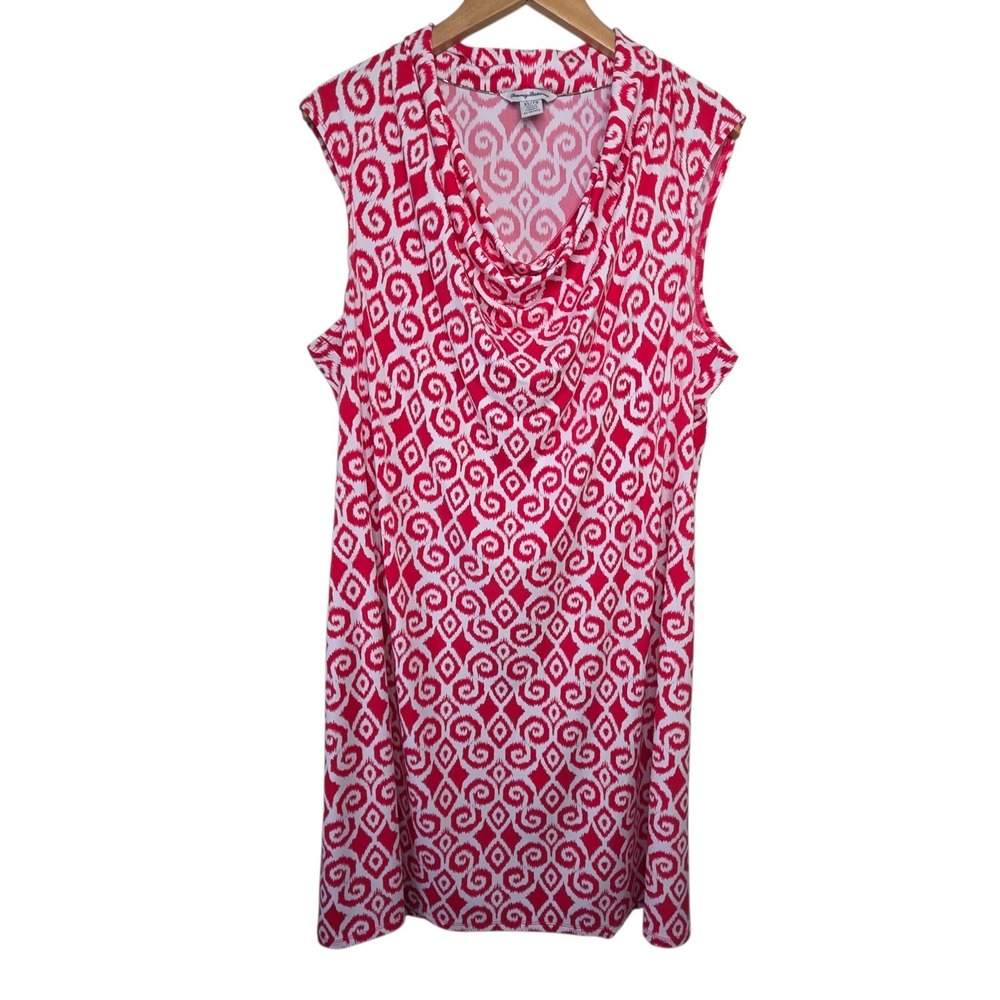 Tommy Bahama Womens Carmela Red Bimini Cowlneck Shift Dress SZ XL Resort Beach